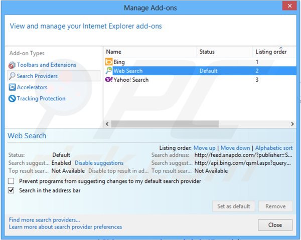Eliminar browse-search.com del motor de búsqueda por defecto de Internet Explorer