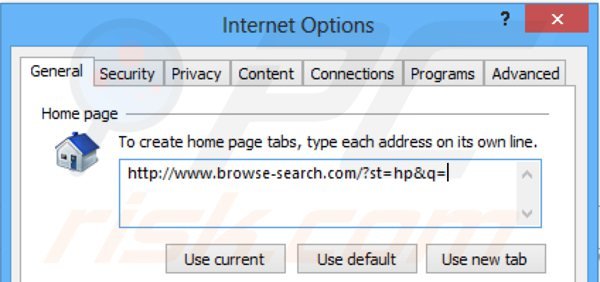Eliminando browse-search.com de la página de inicio de Internet Explorer