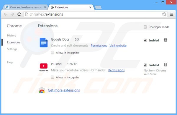 Eliminando los anuncios cinema-plus de Google Chrome paso 2