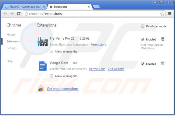 Eliminando los anuncios cliphd de Google Chrome paso 2