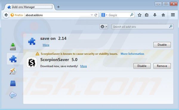 Eliminando Coupon downloader de Mozilla Firefox paso 2