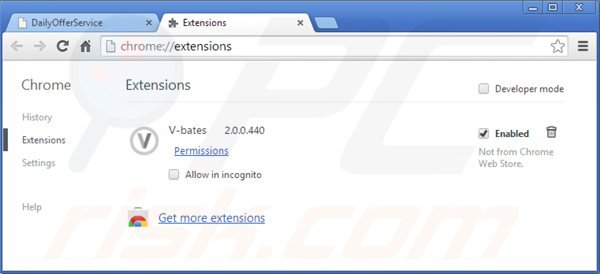 Eliminando los anuncios dailyofferservice de Google Chrome paso 2