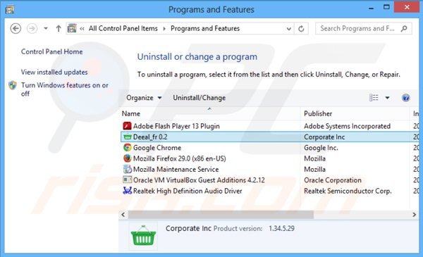 desinstalar el adware deeal del Panel de control