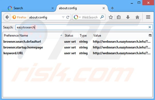 Eliminar websearch.eazytosearch.info del motor de búsqueda por defecto de Mozilla Firefox