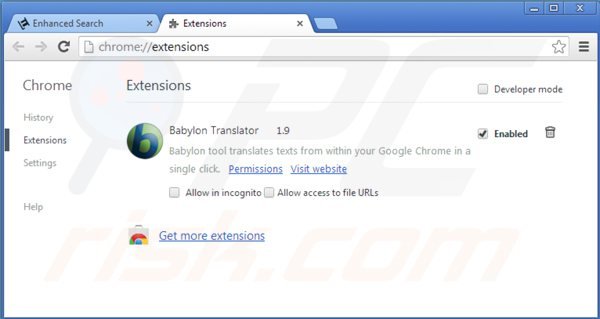 Eliminando enhanced-search.com de las extensiones de Google Chrome