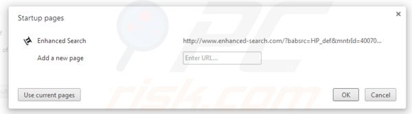 Eliminando enhanced-search.com de la página de inicio de Google Chrome