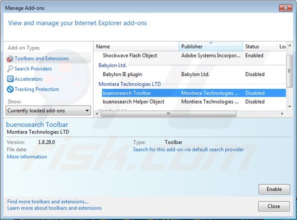 Eliminando enhanced-search.com de las extensiones de Internet Explorer