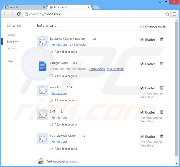 Eliminando las extensiones relacionadas con websearch.fastosearch.info de Google Chrome