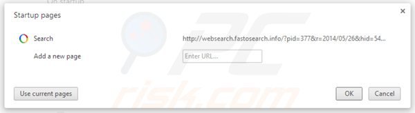 Eliminando websearch.fastosearch.info de la página de inicio de Google Chrome