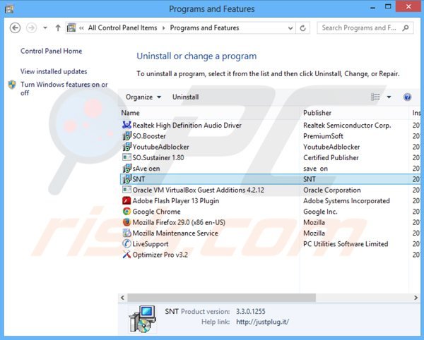 desinstalar el secuestrador de navegadores, websearch.fastosearch.info, desde el Panel de control