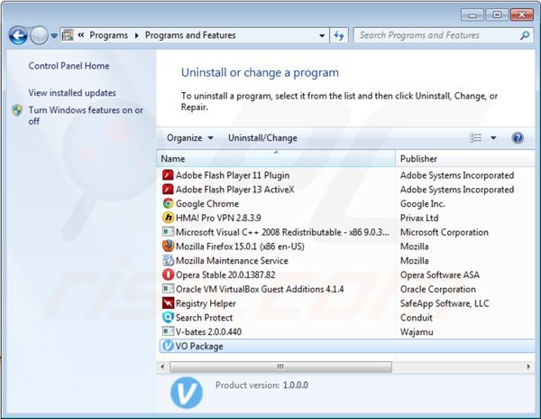 desinstalar interyield a través del Panel de control