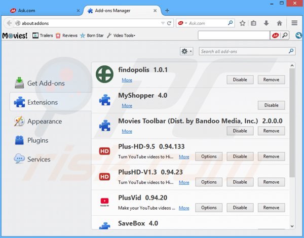 Eliminando los anuncios offerswizard de Mozilla Firefox paso 2