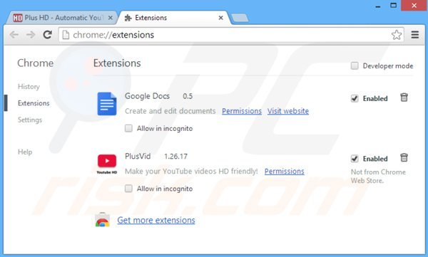 Eliminando plusvid de Google Chrome paso 2