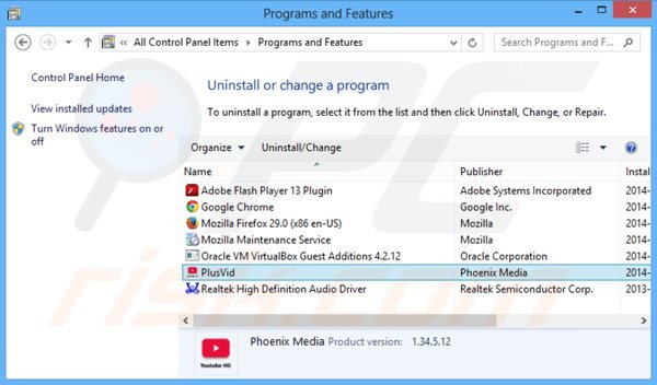 desinstalar el adware plusvid del Panel de control