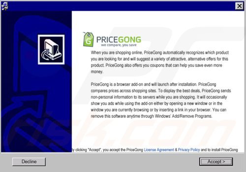 instalador del software publicitario pricegong