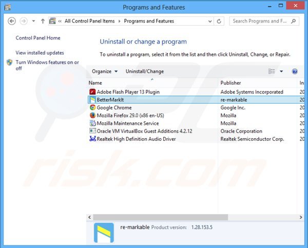 desinstalar el adware remarkable del Panel de control