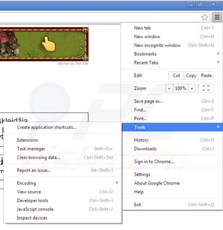 Eliminando rich Media View de Google Chrome paso 1