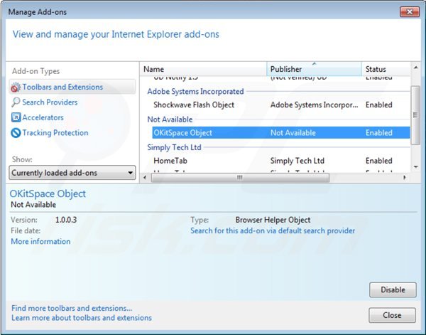 Eliminando rich media view de Internet Explorer paso 2