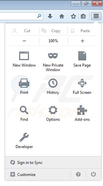 Eliminando rich media view de Mozilla Firefox paso 1