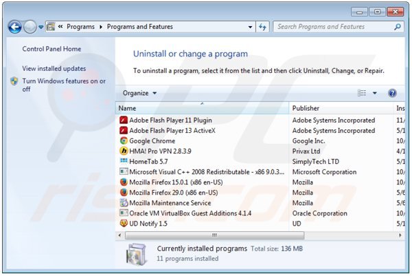desinstalar rich media view del Panel de control