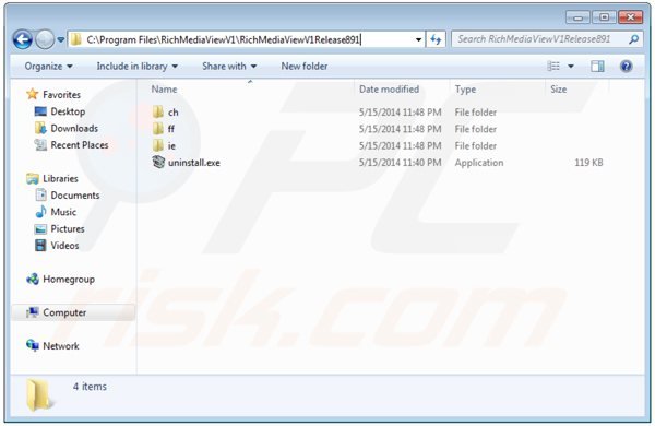 método opcional para desinstalar Rich Media View