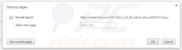 Eliminando rocket-find.com de la página de inicio de Google Chrome