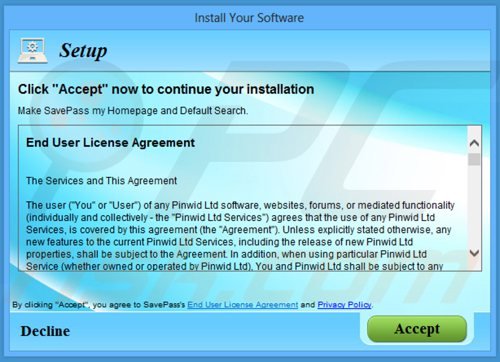 Instalador fraudulento de programas gratuitos usado para distribuir el software publicitario SavePass