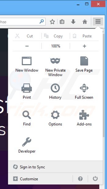 Eliminando search snacks de Mozilla Firefox paso 1