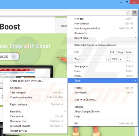 Eliminando shop with boost de Google Chrome paso 1