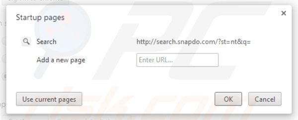 Eliminando snapdo.com de la página de inicio de Google Chrome