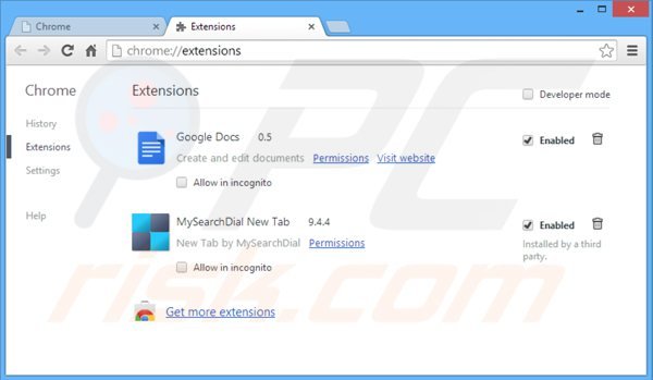 Eliminando las extensiones relacionadas con speedial.com de Google Chrome