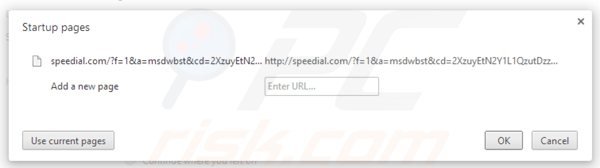 Eliminando speedial.com de la página de inicio de Google Chrome