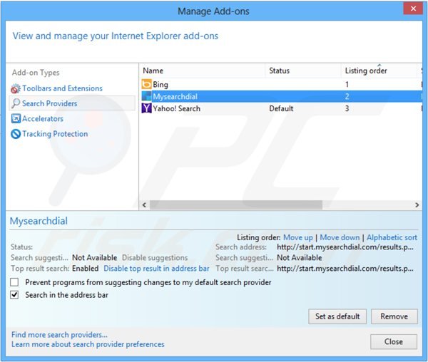 Eliminar speedial.com del motor de búsqueda por defecto de Internet Explorer