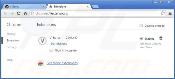 Eliminando los anuncios v-bates shopper de Google Chrome paso 2