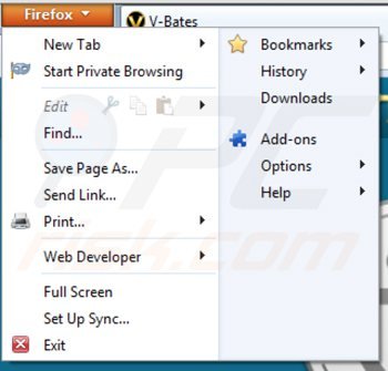 Eliminando los anuncios v-bates shopper de Mozilla Firefox paso 1