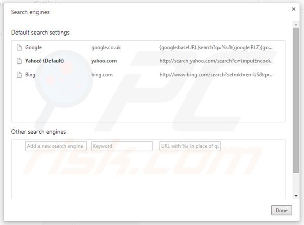 Eliminando yahoo community smartbar de la configuración del motor de búsqueda por defecto de Google Chrome