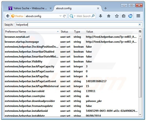 Eliminando yahoo community smartbar de la configuración del motor de búsqueda por defecto de Mozilla Firefox