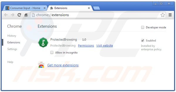 Eliminando consumerinput de Google Chrome paso 2