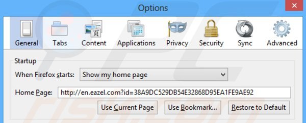 eliminando keep my search de la página de inicio de Mozilla Firefox