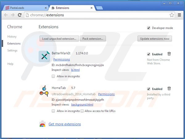 Eliminando los anuncios pastaquotes de Google Chrome paso 2