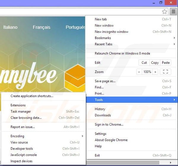 Eliminando los anuncios PennyBee de Google Chrome paso 1