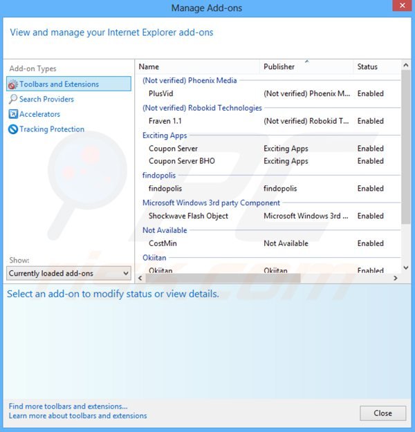 Eliminando los anuncios de trust media viewer de Internet Explorer paso 2