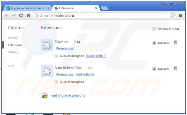 Eliminando los anuncios wifi protector de Google Chrome paso 2