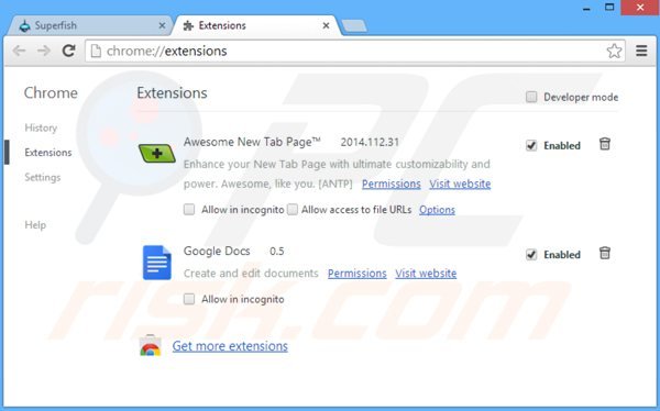 Eliminando los anuncios de App of the Day de Google Chrome paso 2