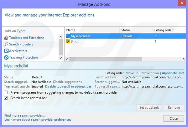 Eliminar el secuestrador de navegadores Astromenda de Internet Explorer paso 3