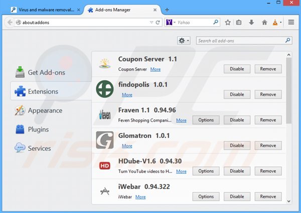 Eliminando los anuncios browseignite de Mozilla Firefox paso 2