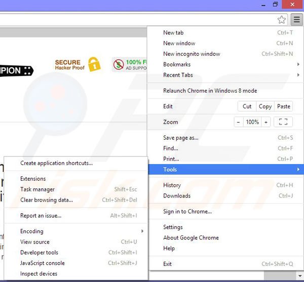 Eliminando los anuncios BrowserChampion de Google Chrome paso 1