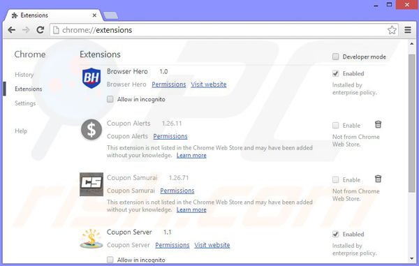 Eliminando los anuncios BrowserChampion de Google Chrome paso 2