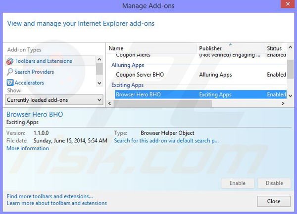 Eliminando los anuncios de BrowserChampion de Internet Explorer paso 2