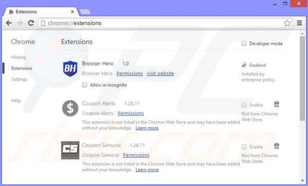 Eliminando los anuncios Browser Guard de Google Chrome paso 2